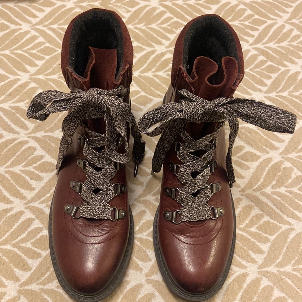 Sam Edelman Burgundy Combat Boots Size 5.5US